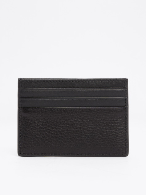Black Premium Leather Logo Card Holder  Men