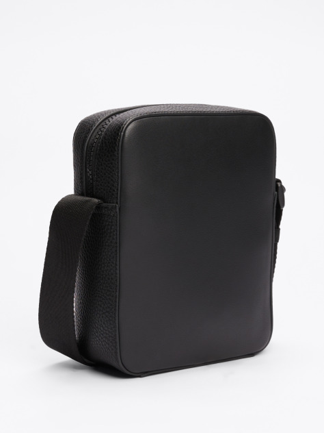 Black Mixed Texture Reporter Bag  Men