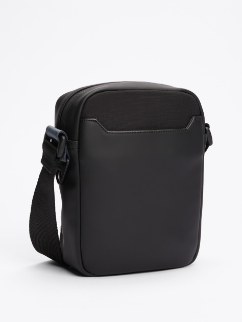 Black Rubberised Logo Reporter Bag  Men