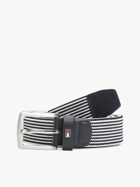 Blue Square Buckle Textured Belt  Men