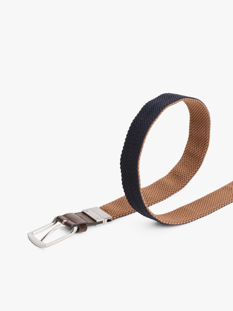 Brown Reversible Woven Belt  Men
