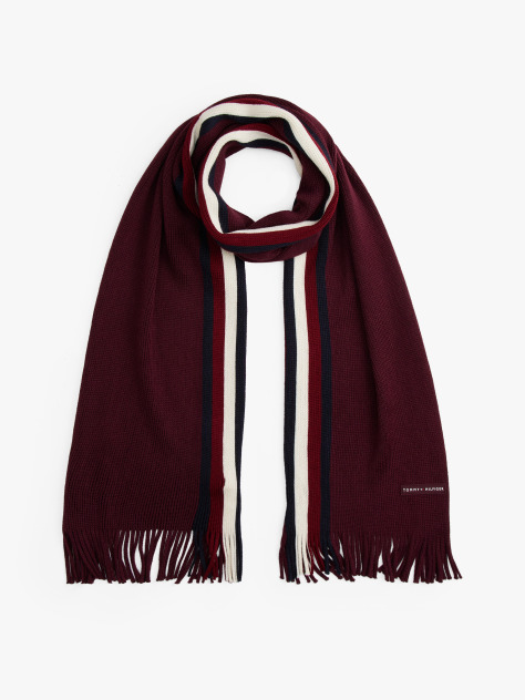 Red Modern Heritage Signature Wool Blend Scarf  Men