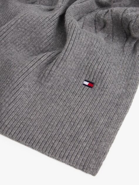 Grey Hilfiger Flag Cable Knit Wool Blend Scarf  Men