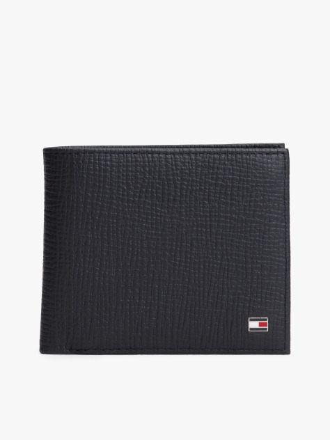 Blue Hilfiger Flag Leather Card And Coin Bifold Wallet  Men