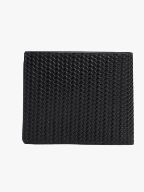 Black TH Woven Texture Flap Wallet  Men
