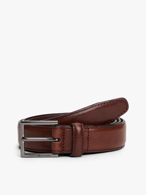 Brown Square Buckle Leather Belt  Men