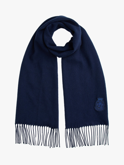Blue TH Crest Fringed Scarf With Cashmere  Men