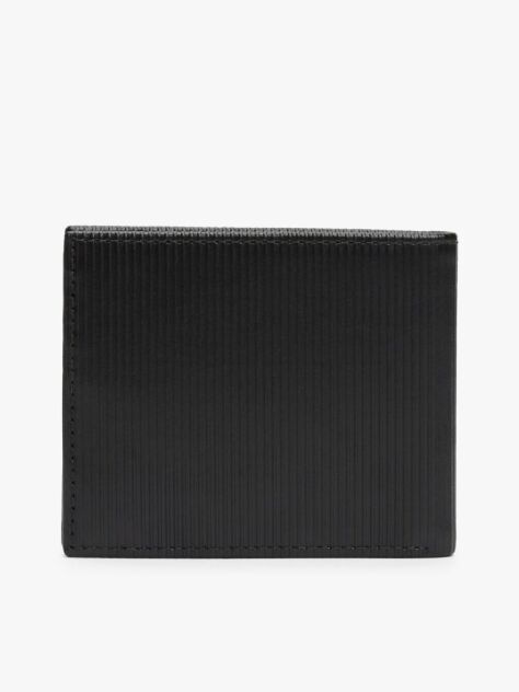 Black Hilfiger Flag Bifold Leather Credit Card Wallet  Men