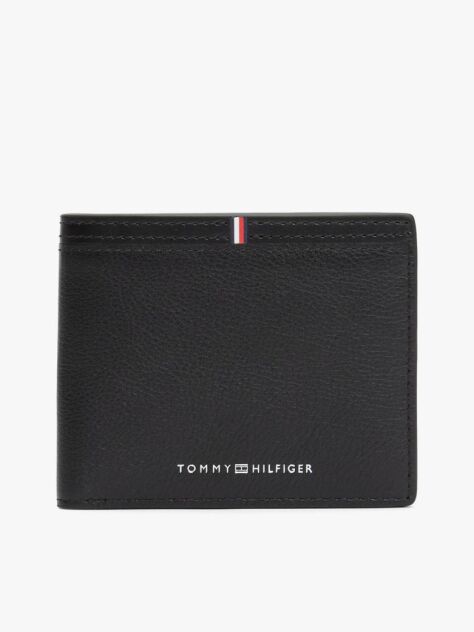 Black Corporate Logo Leather Credit Card Wallet  Men