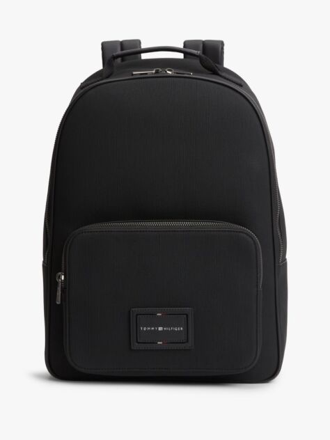 Black Logo Patch Dome Backpack  Men