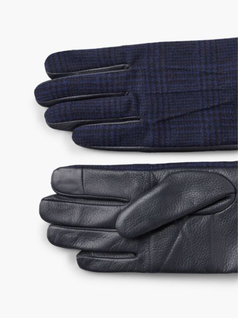 Blue Mixed Texture Button Cuff Gloves  Men