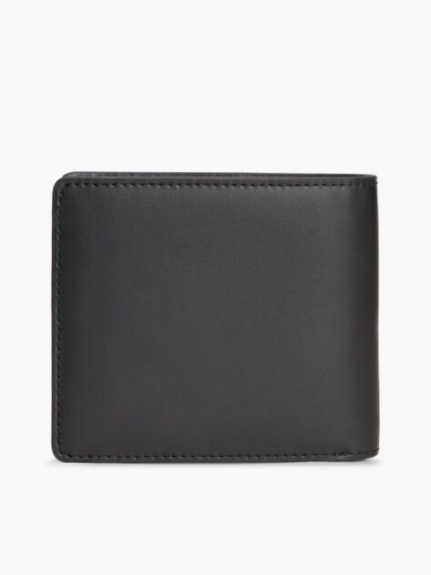Black Leather Logo Plaque Bifold Wallet  Men