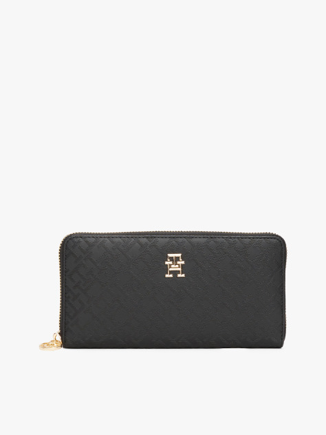 Black TH Monogram Zip-Around Wallet  Women