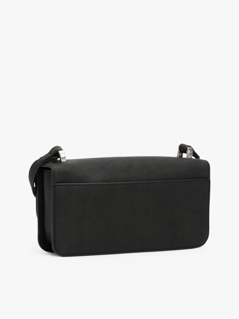 Black Logo Plaque Flap Crossbody Bag  Women