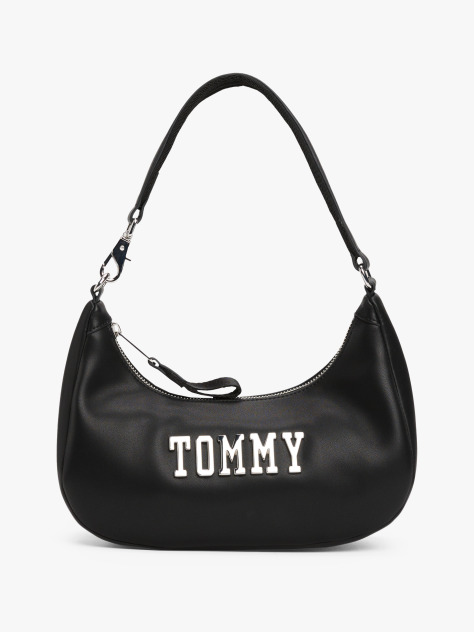 Black Metal Logo Shoulder Bag  Women
