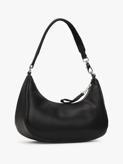 Black Metal Logo Shoulder Bag  Women