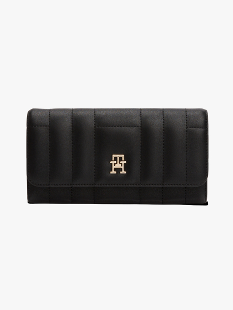 Black TH Feminine Large Flap Wallet   Women