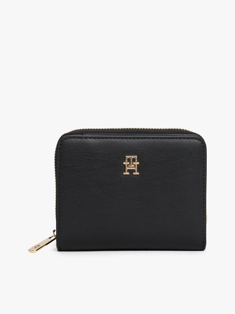 Black TH Monogram Zip-Around Flap Wallet  Women