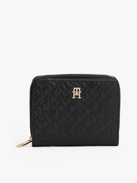 Black TH Monogram Zip-Around Flap Wallet  Women