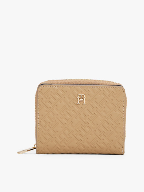 Brown TH Monogram Zip-Around Flap Wallet  Women