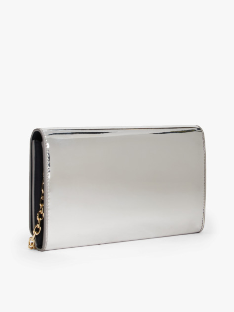 Silver Hilfiger Icon Metallic Chain Strap Clutch  Women