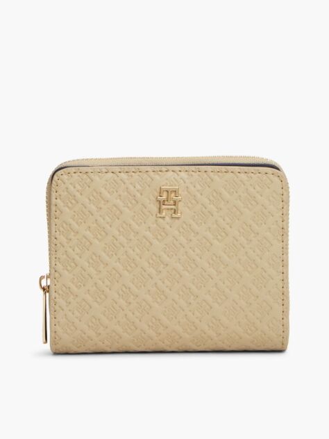 Beige Hilfiger Icon Debossed Zip-Around Flap Wallet  Women