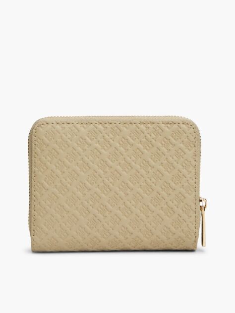 Beige Hilfiger Icon Debossed Zip-Around Flap Wallet  Women