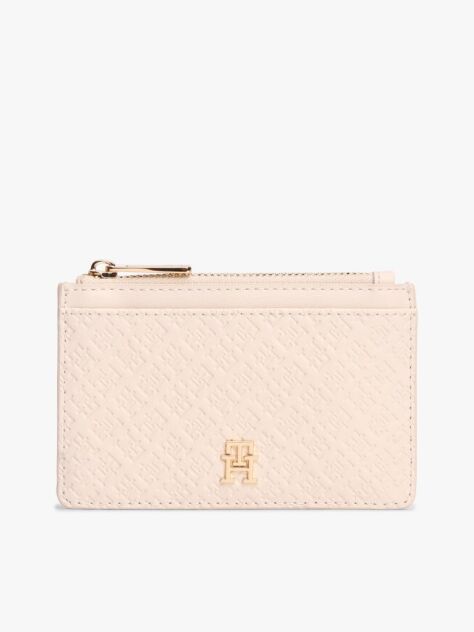Beige Hilfiger Icon Debossed Credit Card Holder  Women