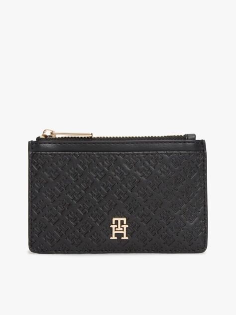 Black Hilfiger Icon Debossed Credit Card Holder  Women
