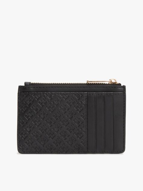Black Hilfiger Icon Debossed Credit Card Holder  Women