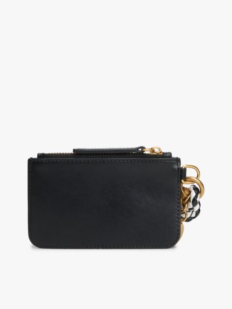 Black Multi Charm Leather Keyring Purse  Women