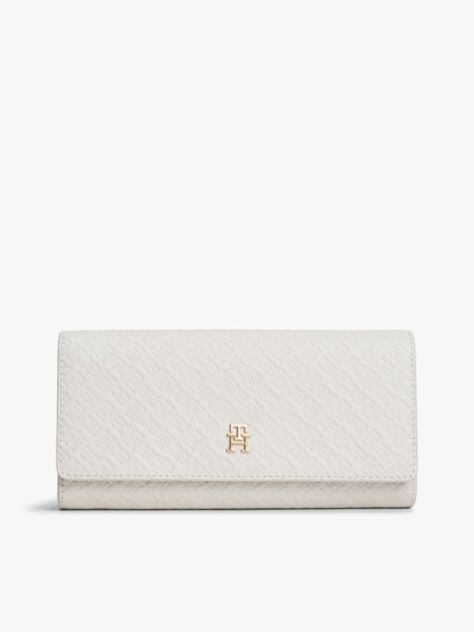 Beige Hilfiger Icon Embossed Flap Wallet  Women