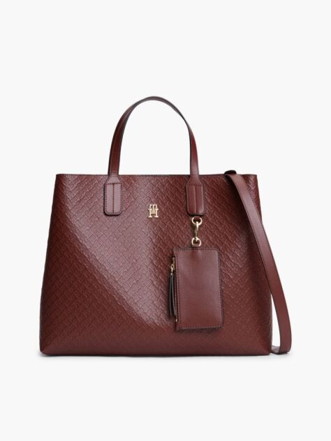Red Hilfiger Icon Debossed Coin Purse Satchel  Women