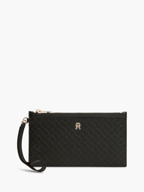 Black Hilfiger Icon Debossed Wrist Pouch  Women