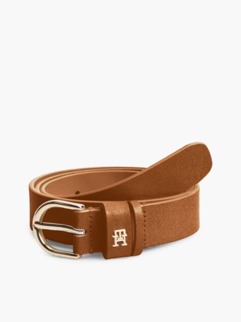 Brown Essential Rounded Buckle Suede Belt  Women