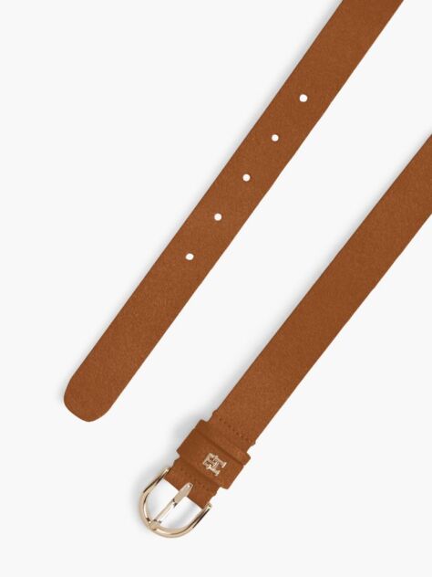 Brown Essential Rounded Buckle Suede Belt  Women