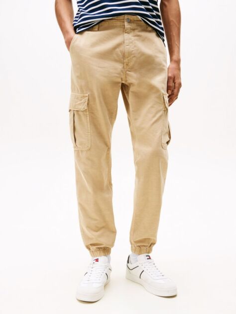 Beige Ryan Straight Leg Cargo Trousers  Men