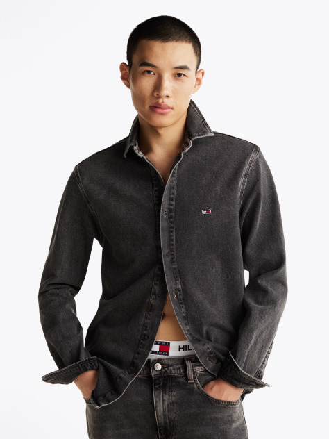 Denim Regular Fit Faded Denim Overshirt  Men