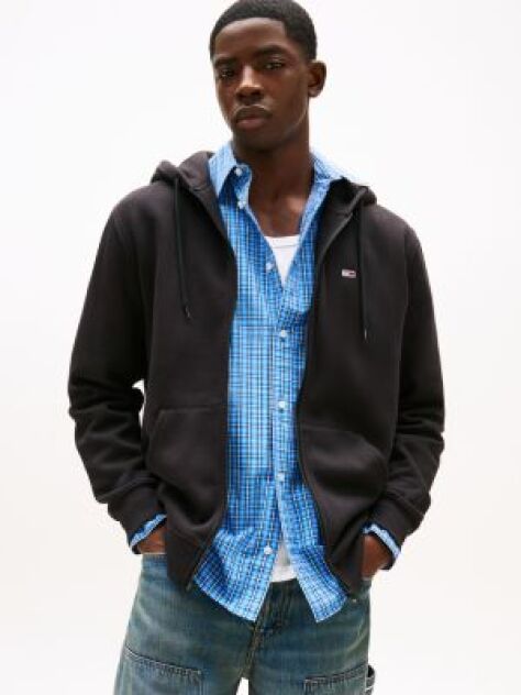 Black Regular Hoody Zip Thru  Men