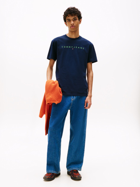 Blue Regular Logo Embroidery T-Shirt  Men