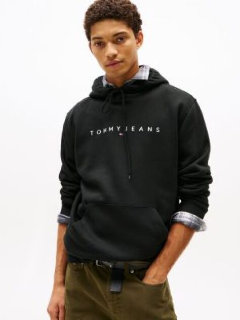 Black Regular Logo Hoody  Men