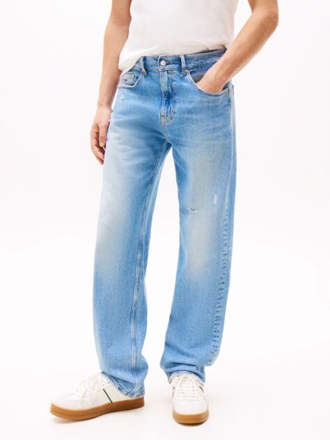 Denim Crest Embroidery Loose Jeans  Men