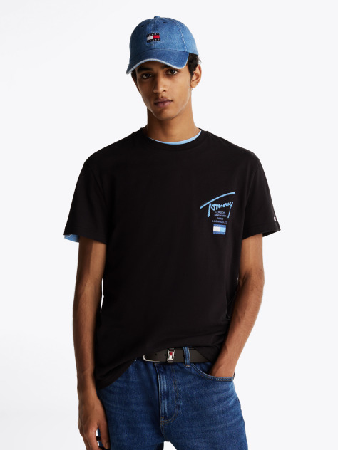 Black Signature Back Logo T-Shirt  Men