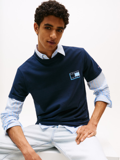 Blue Tonal Logo Slim T-Shirt  Men