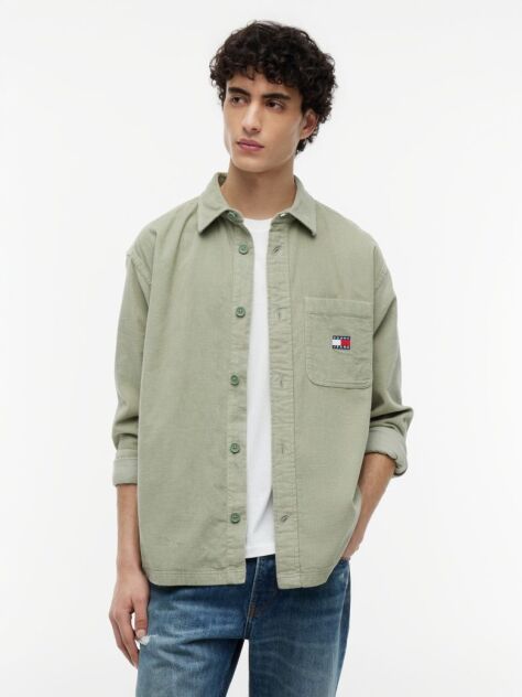 Green Brick Cord Overshirt Extended  Men