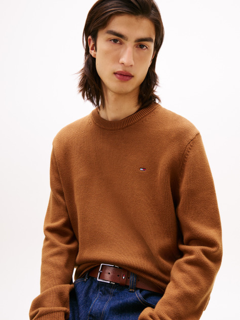 Beige Crew Neck Slim Jumper  Men