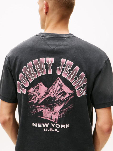 Black Back Graphic Relaxed Crew Neck T-Shirt  Men