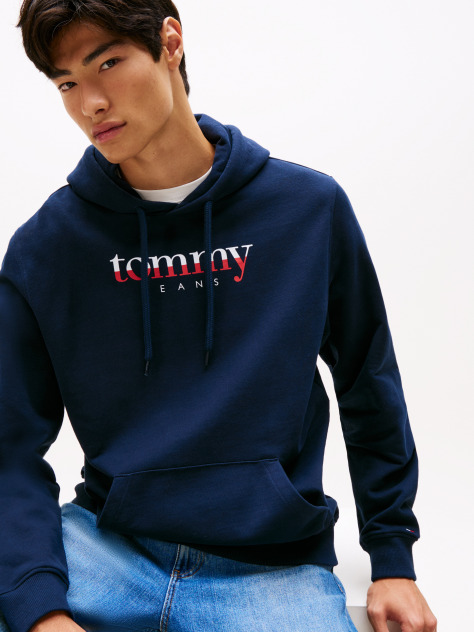 Blue Logo Drawstring Terry Hoody  Men
