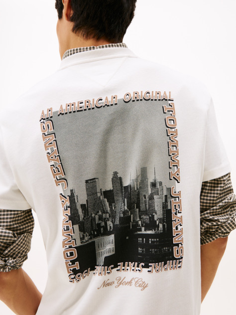 Beige Back Photo Print Jersey T-Shirt  Men