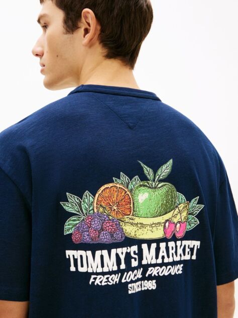 Blue Graphic Logo Relaxed Textured Jersey T-Shirt  Men